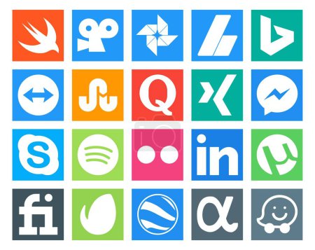 Ilustración de 20 Paquete de iconos de redes sociales Incluyendo utorrent. flickr. quora. Spotifique. skype - Imagen libre de derechos