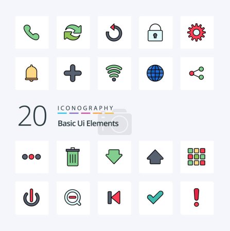 Illustration for 20 Basic Ui Elements Line Filled Color icon Pack like shape web trash upload arrow - Royalty Free Image