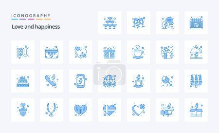 Illustration for 25 Love Blue icon pack - Royalty Free Image
