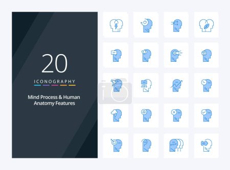 Illustration for 20 Mind Process And Human Features Blue Color icon for presentation - Royalty Free Image