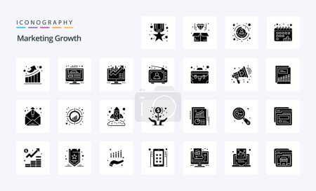 Ilustración de 25 Paquete de icono de glifo sólido de crecimiento de marketing - Imagen libre de derechos