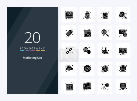 Ilustración de 20 Icono de glifo sólido de marketing Seo para presentación - Imagen libre de derechos