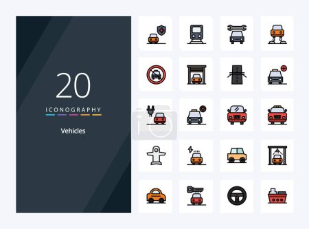 Ilustración de Línea de 20 vehículos Icono lleno para presentación - Imagen libre de derechos