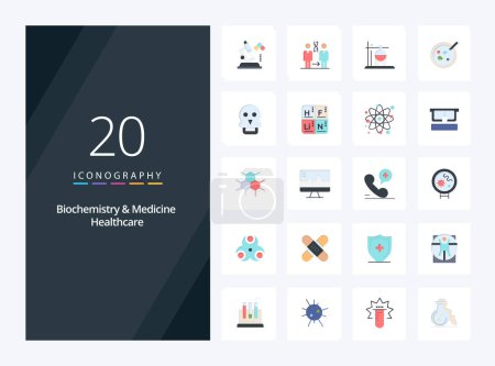 Illustration for 20 Biochemistry And Medicine Healthcare Flat Color icon for presentation - Royalty Free Image