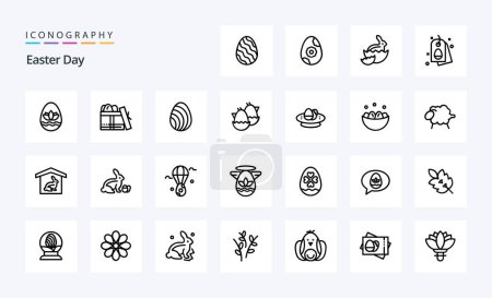 Illustration for 25 Easter Line icon pack - Royalty Free Image