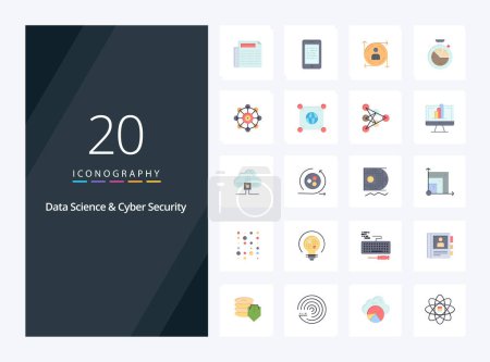 Illustration for 20 Data Science And Cyber Security Flat Color icon for presentation - Royalty Free Image