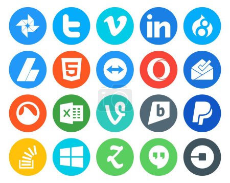 Ilustración de 20 Paquete de iconos de redes sociales incluyendo paypal. vid. anuncios. Excelente. bandeja de entrada - Imagen libre de derechos