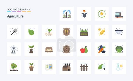 Téléchargez les illustrations : 25 Agriculture Pack icône couleur plate - en licence libre de droit