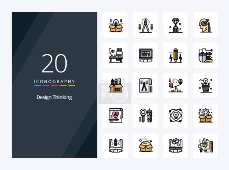 Illustration for 20 Design Thinking line Filled icon for presentation - Royalty Free Image