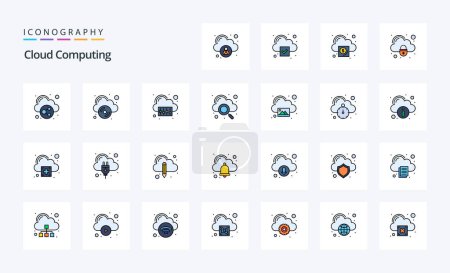 Ilustración de Paquete de iconos de 25 Cloud Computing Line Filled Style - Imagen libre de derechos