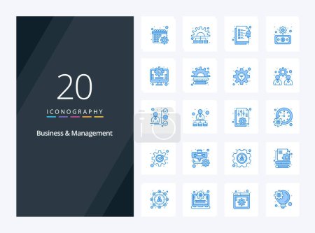 Téléchargez les illustrations : 20 Business And Management icône de couleur bleue pour la présentation - en licence libre de droit