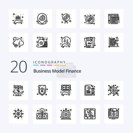 Ilustración de 20 Icono de línea financiera Paquete como fondos de servicios de fondos de contrato de factura - Imagen libre de derechos
