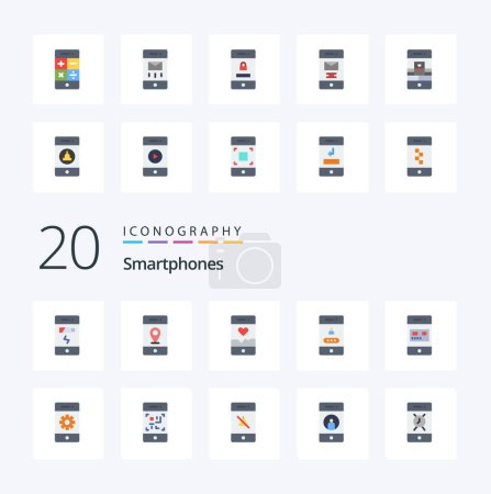 Illustration for 20 Smartphones Flat Color icon Pack like card security analysis password access - Royalty Free Image