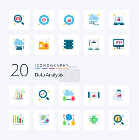 Illustration for 20 Data Analysis Flat Color icon Pack. like business. growth. web. data. analytics - Royalty Free Image