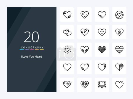 Téléchargez les illustrations : 20 icône de contour du cœur pour la présentation - en licence libre de droit