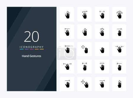 Ilustración de 20 gestos de mano icono de glifo sólido para la presentación - Imagen libre de derechos