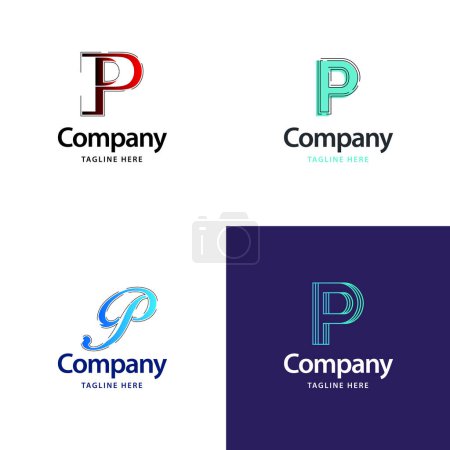 Ilustración de Letra P Big Logo Pack Design. Diseño de logos modernos creativos para su negocio - Imagen libre de derechos
