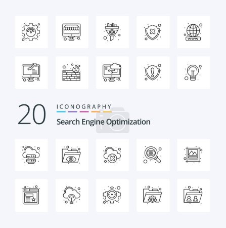 Téléchargez les illustrations : Icône 20 Seo Line Pack comme galerie de photos ciblage publicitaire réseau - en licence libre de droit