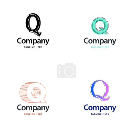 Téléchargez les illustrations : Lettre Q Big Logo Pack Design Creative Design de logos modernes pour votre entreprise - en licence libre de droit