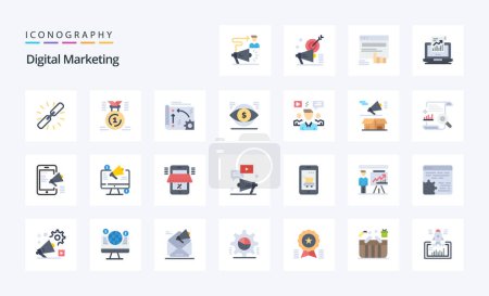 Ilustración de 25 Marketing digital Paquete de iconos de color plano - Imagen libre de derechos