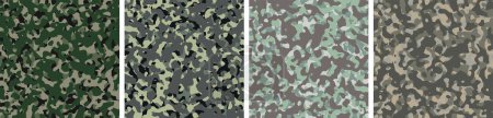 Illustration for 4 Camouflage Background Set Pattern Design Vector - Royalty Free Image