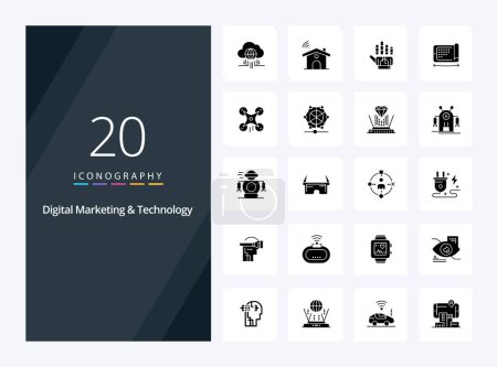 Téléchargez les illustrations : 20 Digital Marketing And Technology icône de glyphe solide pour la présentation - en licence libre de droit