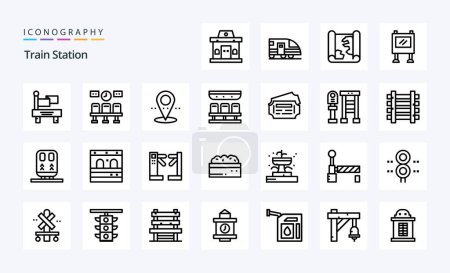 Illustration for 25 Train Station Line icon pack - Royalty Free Image