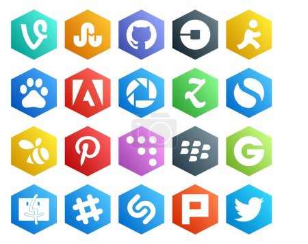 Illustration for 20 Social Media Icon Pack Including finder. blackberry. adobe. coderwall. swarm - Royalty Free Image