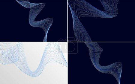 Téléchargez les illustrations : Pack de fond vectoriel abstrait courbe ondulée pour un design moderne et minimaliste - en licence libre de droit