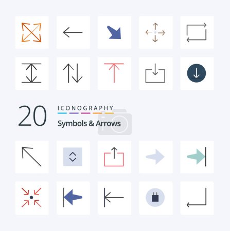 Ilustración de 20 Símbolos Flechas Icono de color plano Paquete como colapso de flecha enviar extremo de flecha - Imagen libre de derechos