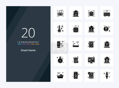 Illustration for 20 Smart Home Solid Glyph icon for presentation - Royalty Free Image