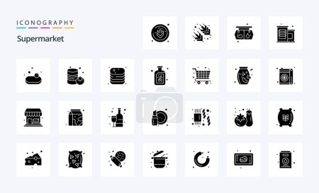 Téléchargez les illustrations : Pack d'icônes Glyphe Solide 25 Supermarché - en licence libre de droit