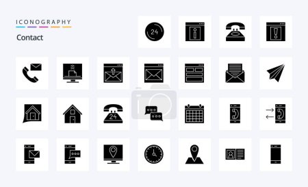 Ilustración de 25 Contacto Paquete de iconos de glifo sólido - Imagen libre de derechos