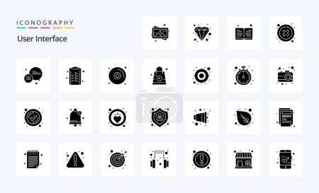 Ilustración de 25 Interfaz de usuario Paquete de iconos de glifo sólido - Imagen libre de derechos