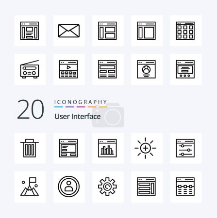 Ilustración de 20 Icono de línea de interfaz de usuario Paquete como interfaz de brillo ui comunicación de usuario - Imagen libre de derechos