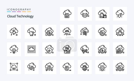 Téléchargez les illustrations : Pack d'icônes Cloud Technology Line 25 - en licence libre de droit