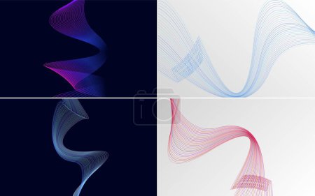 Illustration for Set of 4 waving line vector backgrounds for a unique design - Royalty Free Image