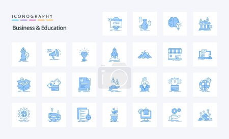 Ilustración de 25 Paquete de iconos de negocios y educación azul - Imagen libre de derechos