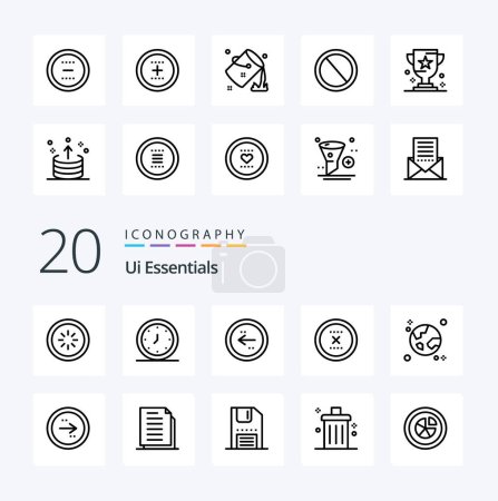 Illustration for 20 Ui Essentials Line icon Pack like close cancel time left circle - Royalty Free Image