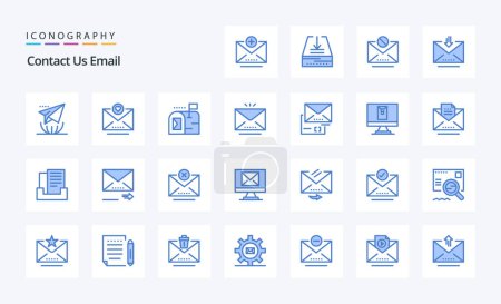 Illustration for 25 Email Blue icon pack - Royalty Free Image