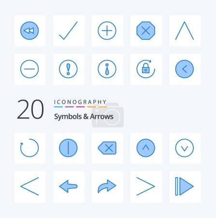 Illustration for 20 Symbols  Arrows Blue Color icon Pack like previous arrow delete down arrow - Royalty Free Image