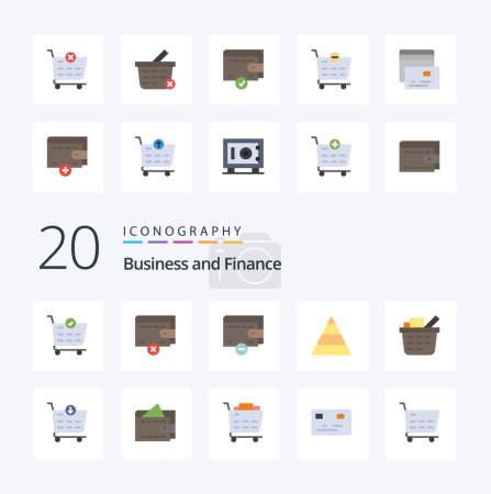 Ilustración de 20 Finanzas Flat Color icon Pack like shopping cart checkout structure shop buy - Imagen libre de derechos