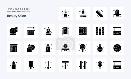 Illustration for 25 Beauty Salon Solid Glyph icon pack - Royalty Free Image