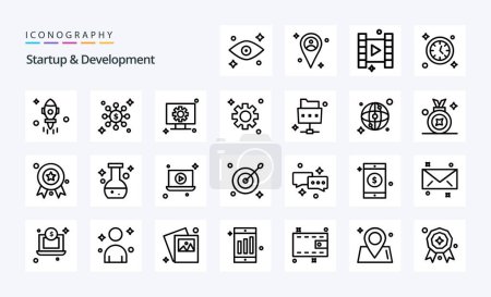 Illustration for 25 Startup And Develepment Line icon pack - Royalty Free Image