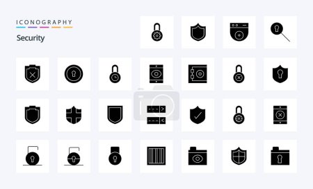 Téléchargez les illustrations : Pack d'icônes Glyphe Solide 25 Sécurité - en licence libre de droit
