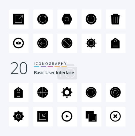 Ilustración de 20 Icono de glifo sólido básico Paquete como configurar la línea básica del usuario - Imagen libre de derechos
