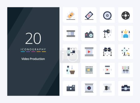 Ilustración de 20 Icono de color plano de producción de vídeo para presentación - Imagen libre de derechos