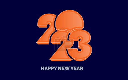 Ilustración de Feliz año nuevo 2023 brillante tipografía logotipo de diseño - Imagen libre de derechos