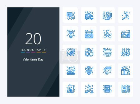 Illustration for 20 Valentines Day Blue Color icon for presentation - Royalty Free Image