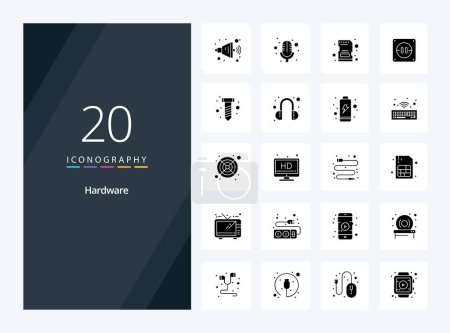 Ilustración de 20 icono de glifo sólido de hardware para la presentación - Imagen libre de derechos